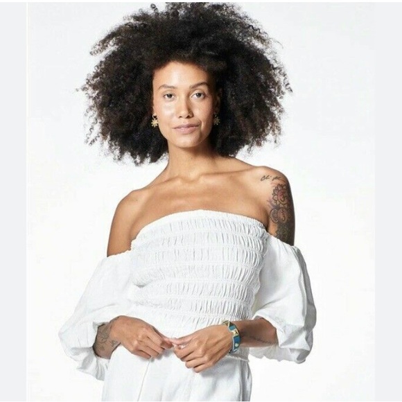 YFB white smocked shoulder top - Picture 2 of 5